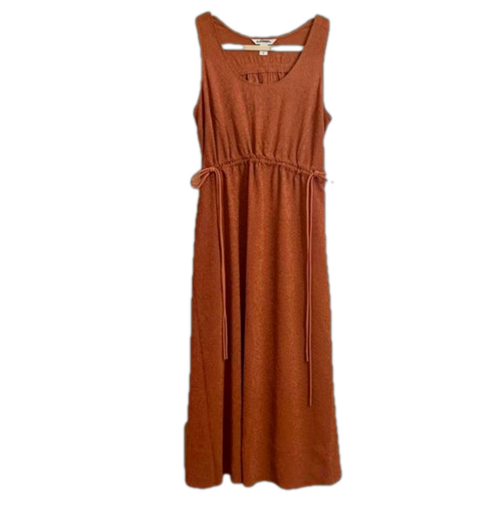 Athleta New Size S Copper Brown Echo Sleeveless Pockets Midi Dress MSRP $129 - Picture 4 of 11
